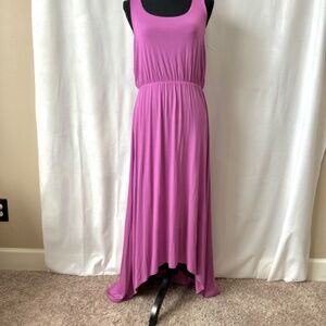 Maxi Dress Sleeveless Pink Sharkbite Hem Size M